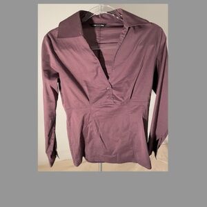 Purple Mauve V-neck collar LS top